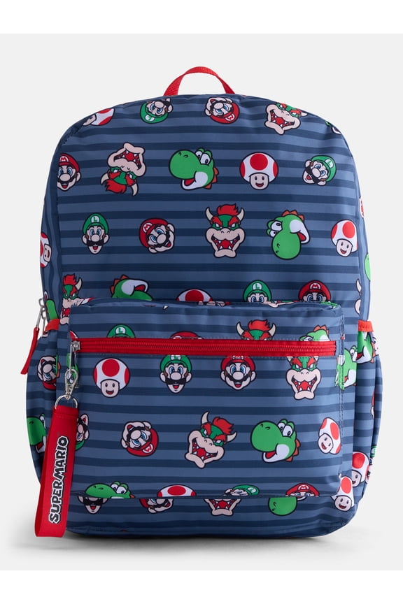 Super Mario Bros. Kids' 17" Print Laptop Backpack, Gray