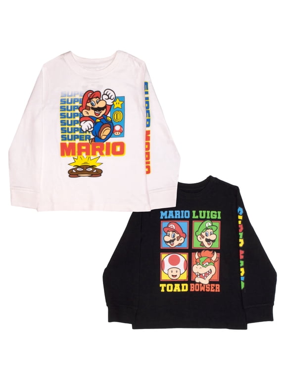 Super Mario Boys Long Sleeve Sweatshirt 2-Piece Bundle Set, Sizes 4-18