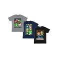 thumbnail image 1 of Nintendo Super Mario Boys T-Shirts 3-Pack, Super Mario Bros Characters 3-Pack of Tees for Boys Bundle Set (Navy/Grey/Black, Size 14/16), 1 of 6