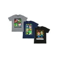 thumbnail image 1 of Nintendo Super Mario Boys T-Shirts 3-Pack, Super Mario Bros Characters 3-Pack of Tees for Boys Bundle Set (Navy/Grey/Black, Size 7), 1 of 6