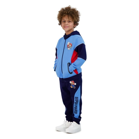 Nintendo Super Mario Boys Zip Up Hoodie and Sweatpants for Kids, 2-Piece Set (Size 4-12)
