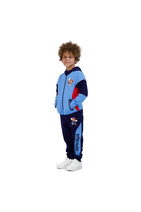 Super Mario Boys Zip Up Hoodie and Sweatpants for Kids, 2-Piece Set (Size 4-12)