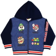 Nintendo Super Mario Boys Zip Up Varsity Hoodie, Kids Varsity Hoodie Jacket (Size 4-16)