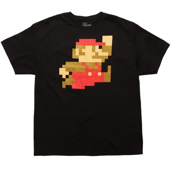 Nintendo Super Mario Bros 8-Bit Pixel Sprite T-Shirt-Black (X-Large)