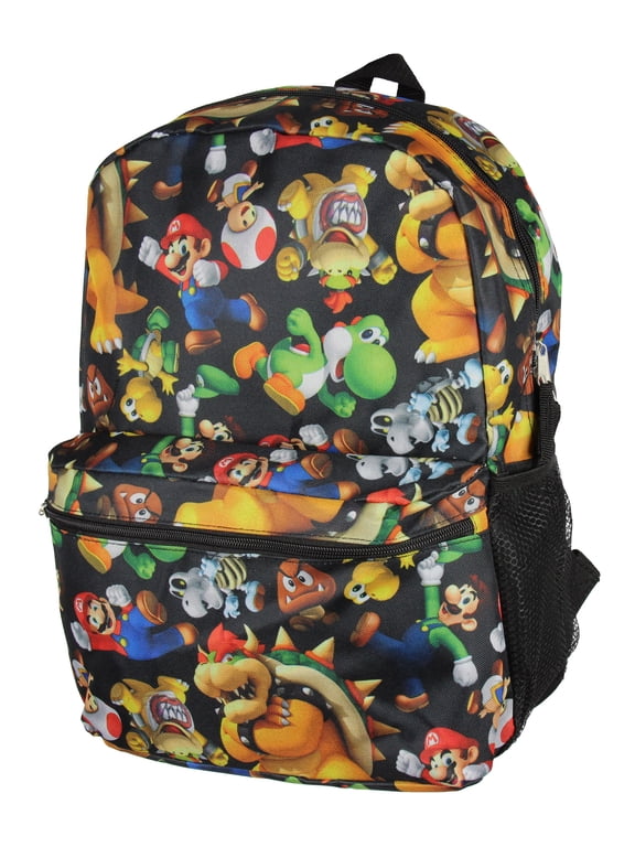 Super Mario Bros. Backpack All Over Character Print 16" Bag