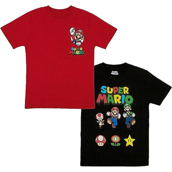 Nintendo Super Mario Bros. Boys Mario Kart & Friends Graphic Short Sleeve T-Shirts 2 Pack (Sizes 4-16)