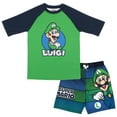 thumbnail image 1 of Nintendo Super Mario Bros Boys Swim Wear Rash Guard Set Super Mario 2 Piece Set Boys Swimsuit Boys Rash Guard Boy Swim Trunks (Sizes 4-12), 1 of 9