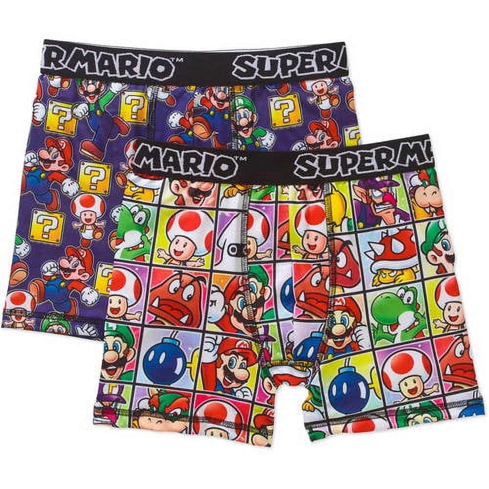 Nintendo Super Mario Bros., Boys Underwear, 2 Pack Wrinkle Resistant Boxer Briefs (Little Boys & Big Boys)