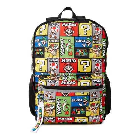 Nintendo Super Mario Bros. Kids’ Backpack Character All Over Print Multi-Color