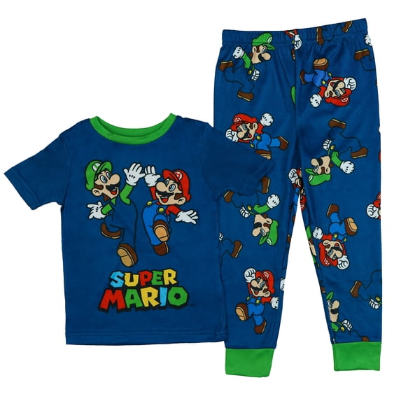 Nintendo Super Mario Bros Pajamas Toddler Boy's Snug Fit Short Sleeve Pant Set