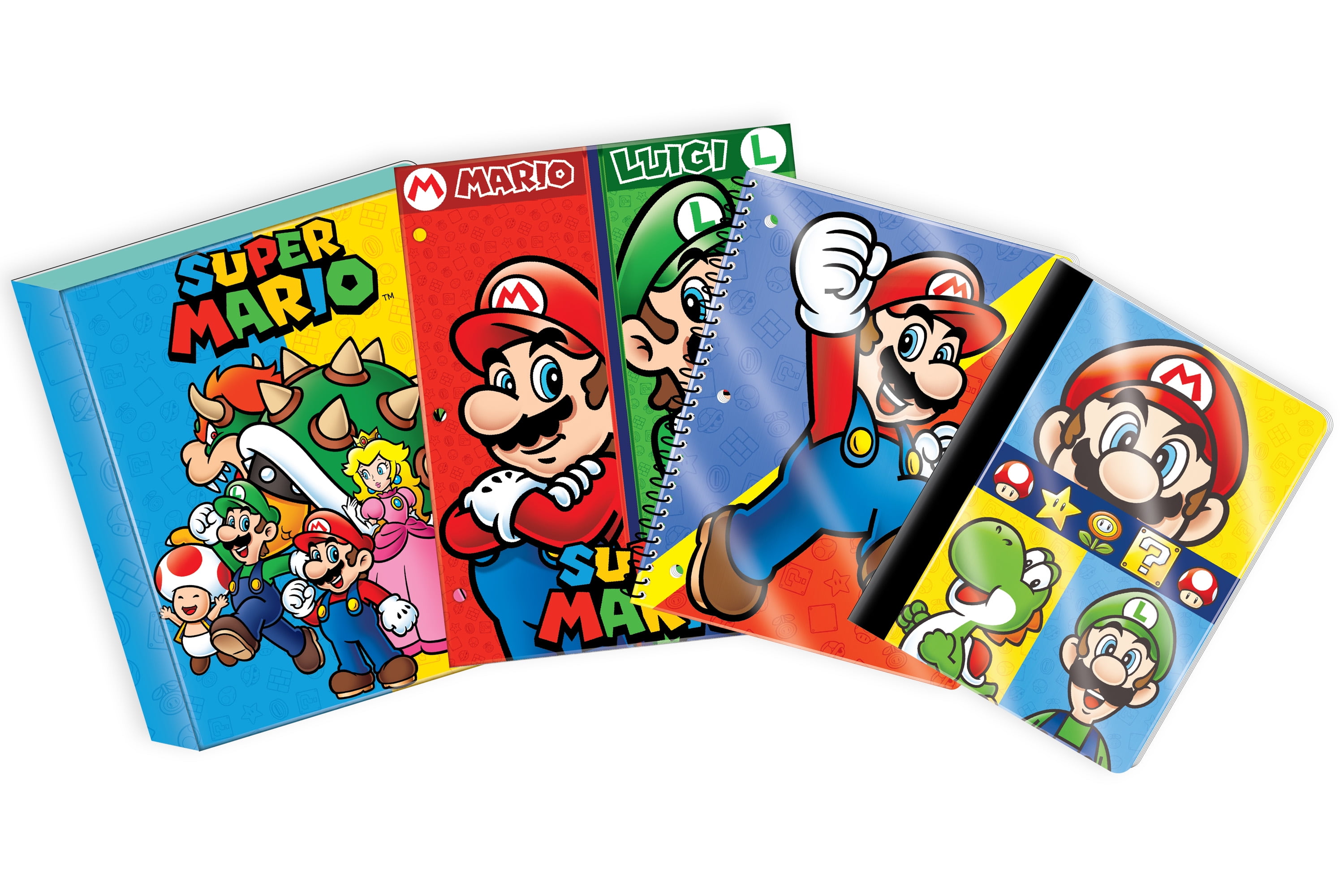 Nintendo Super Mario Bros. Stationery Bundle, 4 Count, Includes Composition  Notebook, Spiral Notebook, Folder and Binder