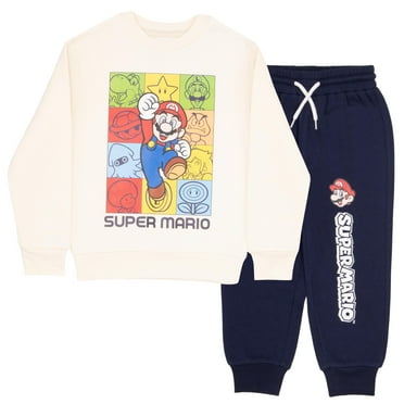 Nintendo Super Mario Brothers Boy's 2-Piece Fleece Long-Sleeved Shirt and Pants Set - Sweatshirt and Joggers Bundle for Kids (Size 2T-12)