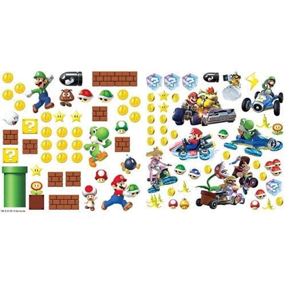 Nintendo Super Mario Build A Scene Peel and Stick Wall Decals and Ninetendo Mario Kart 8 Peel and Stick Wall Decals