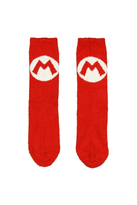 Nintendo Super Mario Cozy Mario Logo Adult Crew Socks