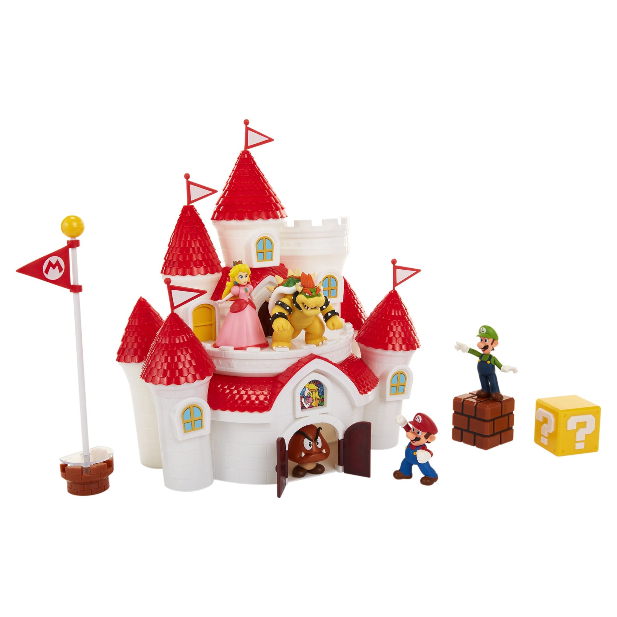 Nintendo Super Mario Deluxe Mushroom Kingdom Castle Playset With 5 2 5 Articulated Action