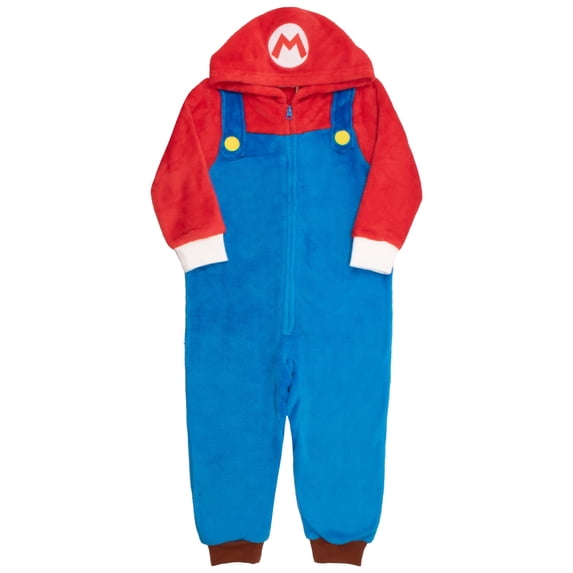 Nintendo Super Mario Halloween Costume Long Sleeve Hooded Zip-Up Coverall (Little and Big Boys) Sizes 4-16
