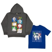 Nintendo Super Mario Hoodie and T-Shirt Combo 2-Pack for Boys, Boys Super Mario Hooded Sweatshirt and Tee Bundle Set (Size 4-18)