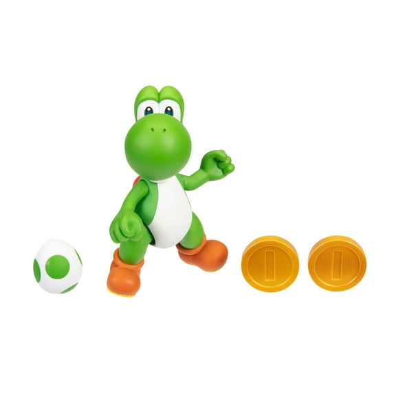 Super Mario Nintendo 4" JAKKS Gold Collector Series Action Figure -Green Yoshi with Egg and Gold Coins