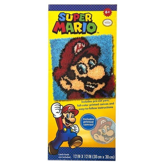 Nintendo Super Mario Latch Hook Kit by Dimensions, 12" x 12", for Ages 6 and Up
