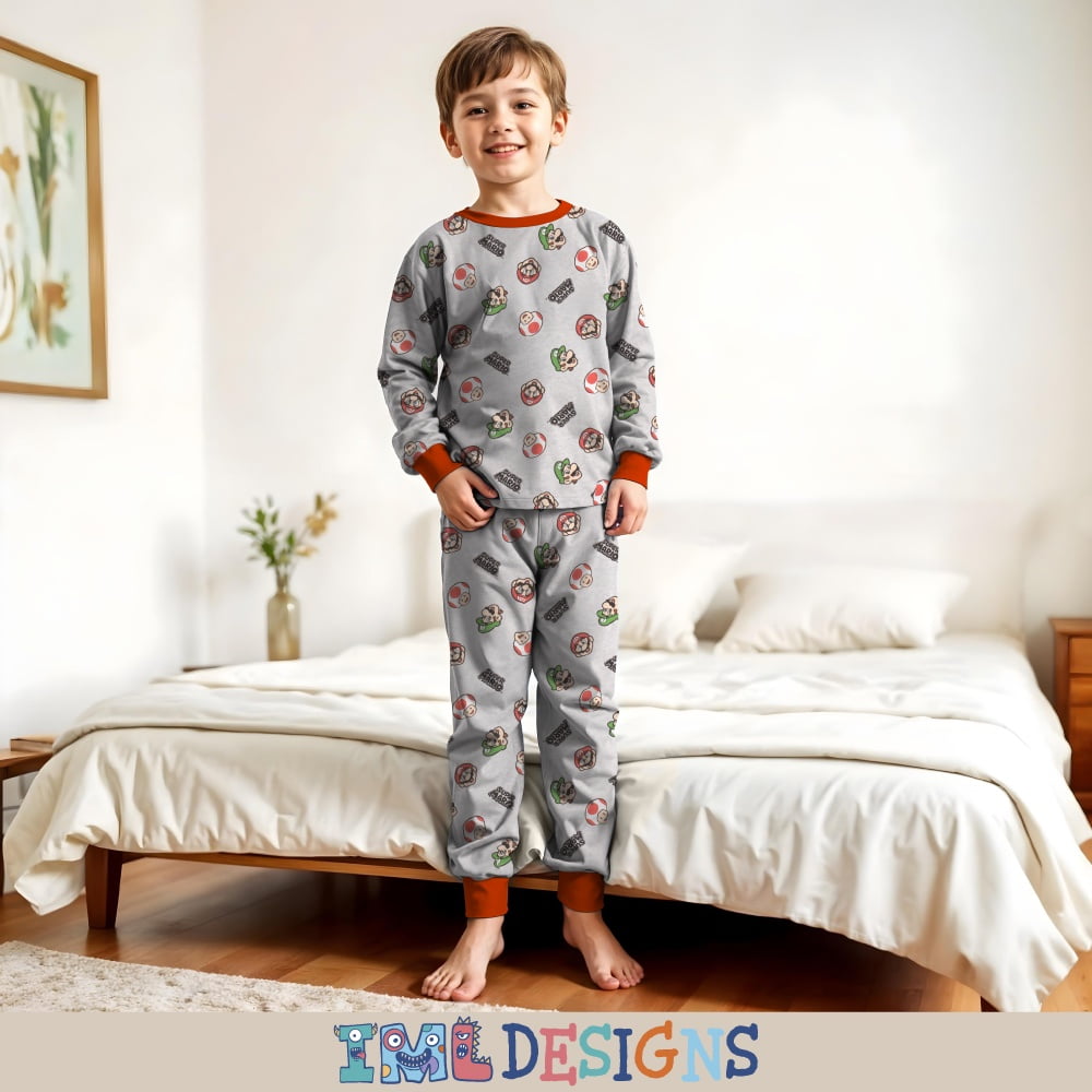 Nintendo Brandclub Nintendo Super Mario Luigi Toad Boys Pajamas 2 Piece PJs Set Long Sleeve Top Pants Sleepwear for Kids Teens 4 16