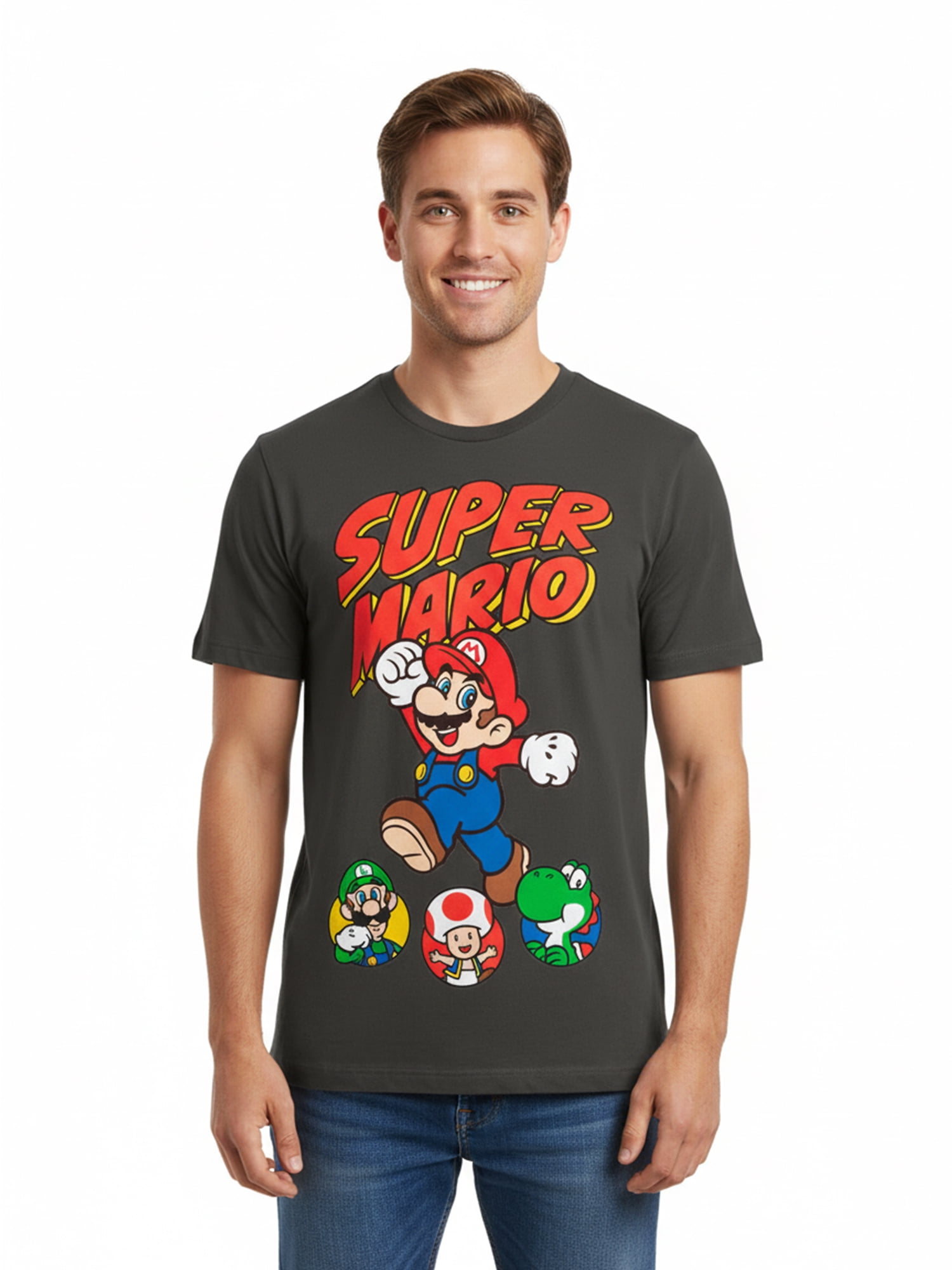 Nintendo Super Mario, Men's & Big Men's Graphic Tee, Jump Friends, Sizes S-3XL