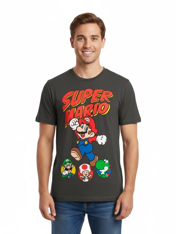 Super Mario, Men's & Big Men's Graphic Tee, Jump Friends, Sizes S-3XL