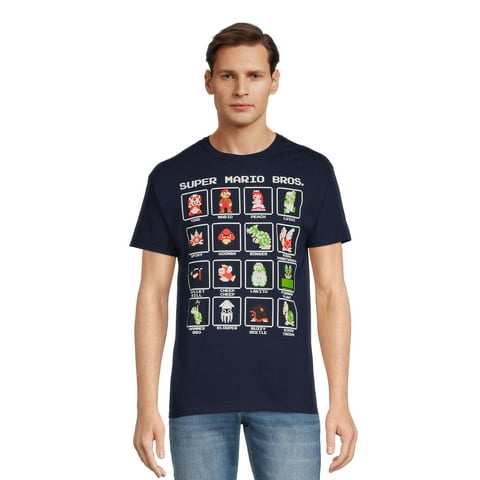 Super Mario Men's Super Mario Character Boxed F Graphic Tee, Sizes S-3XL