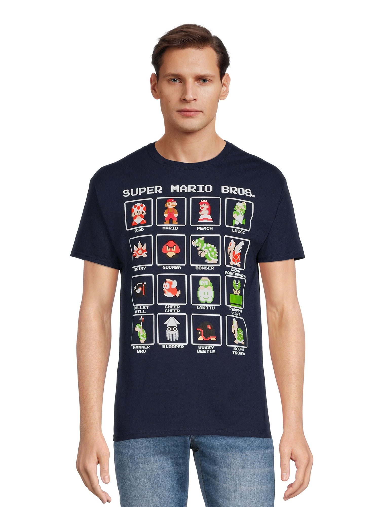 Nintendo Super Mario Men's Super Mario Character Boxed H Graphic Tee, Sizes S-3XL Nintendo Super Mario Men's Super Mario Character Boxed H Graphic Tee, Sizes S-3XL