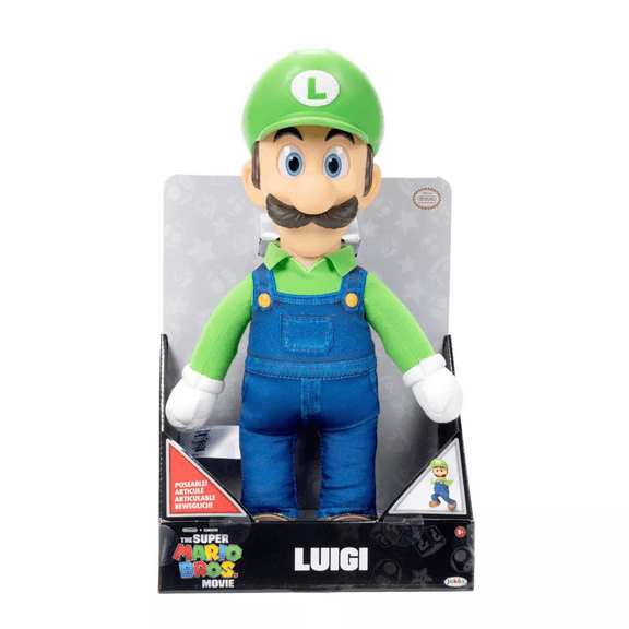 Nintendo Super Mario Movie 15" Luigi Poseable Plush, Stuffed Action Figure