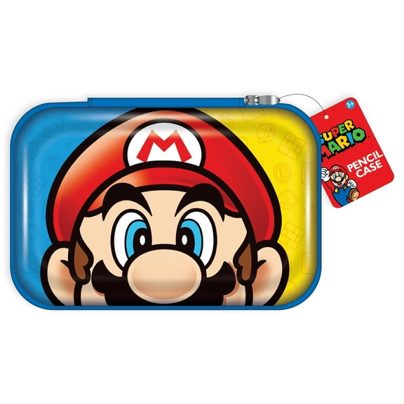 Nintendo Super Mario Multicolor Zipper Pencil Hard Case, 8.75 x 5.25 Inches, for Elementary School