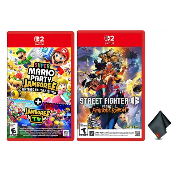 Nintendo Super Mario Party Jamboree Switch 2 Edition + Jamboree TV + STREET FIGHTER 6 Year 1-2 Fighters Edition + Microfiber Cleaning Cloth