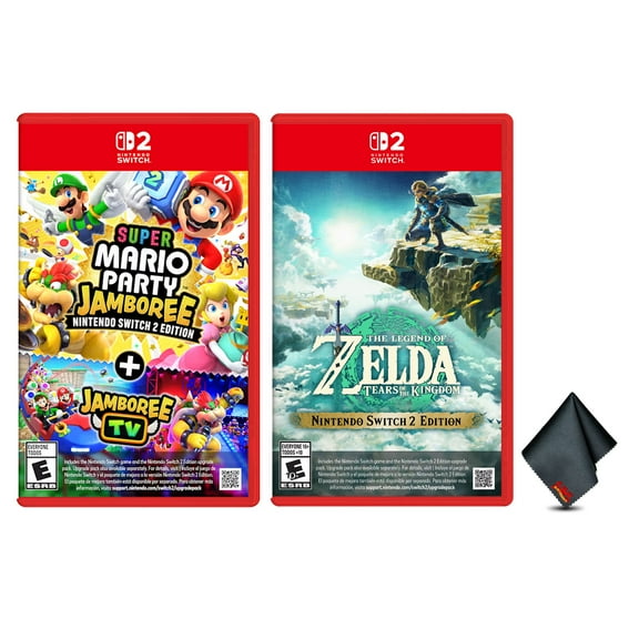 Nintendo Super Mario Party Jamboree Switch 2 Edition + Jamboree TV + The Legend of Zelda: Tears of the Kingdom + Microfiber Cleaning Cloth