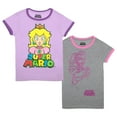 thumbnail image 1 of Nintendo Super Mario T-Shirts for Girls 2-Pack, Super Mario Princess Peach Girls Tees 2-Pack Bundle (Sizes 4-16), 1 of 5