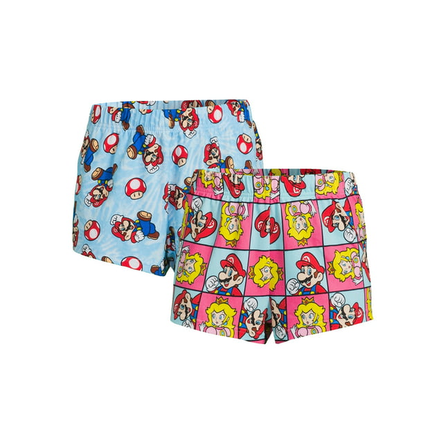 Nintendo Super Mario Women's and Women's Plus Sleep Shorts, 2-Pack, Sizes XS-3X