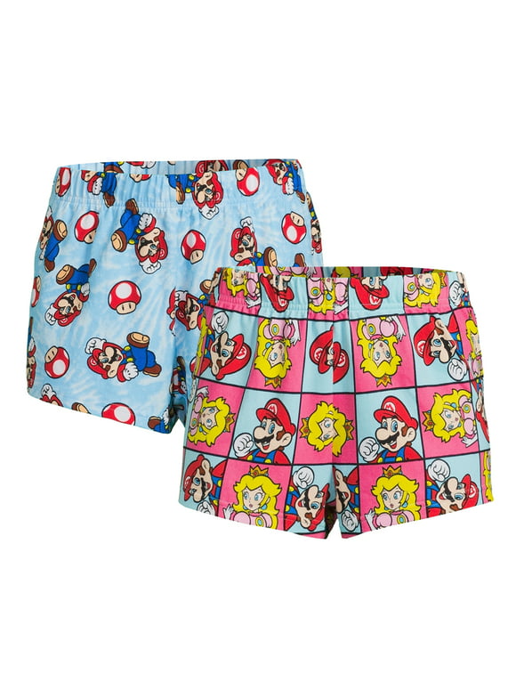 Nintendo Super Mario Women's and Women's Plus Sleep Shorts, 2-Pack, Sizes XS-3X