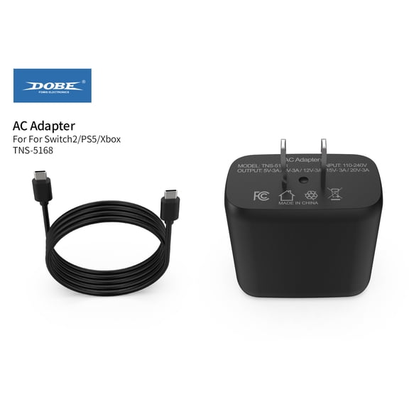 Nintendo Switch 2 60W Fast Charger - US Plug (UL Certified) | Universal for Switch OLED/Original Consoles, 1.5M Long USB-C Cable for TV Dock & Handheld Mode, Overcharge Protection