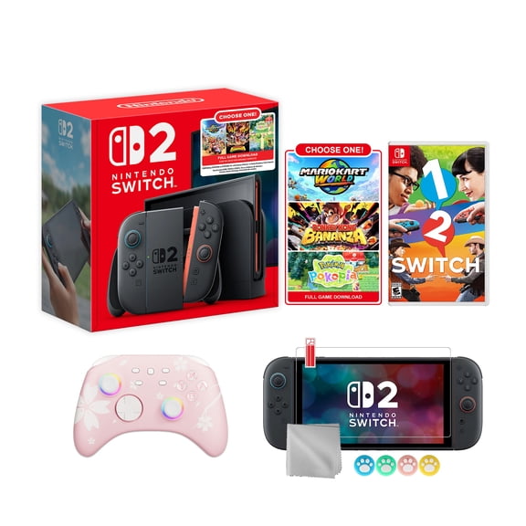 Nintendo Switch 2 Choose Your Game Bundle 256GB 7.9-Inch 1080P Screen, Joy-Con 2 with Mouse Sensor, Dock, with 1-2 Switch NS1 Game And Mytrix Wireless Switch Pro Controller & Accessories