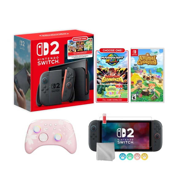 Nintendo Switch 2 Choose Your Game Bundle 256GB 7.9-Inch 1080P Screen, Joy-Con 2 with Mouse Sensor, Dock, with Animal Crossing: New Horizons NS1 Game & Wireless Switch Pro Controller & Accessories