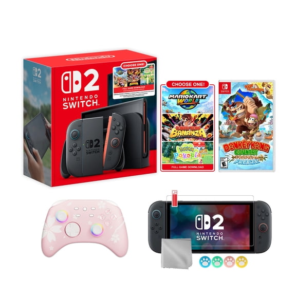 Nintendo Switch 2 Choose Your Game Bundle 256GB 7.9-Inch 1080P Screen, Joy-Con 2 with Mouse Sensor, Dock, with Donkey Kong Country NS1 Game And Mytrix Wireless Pro Controller & Accessories