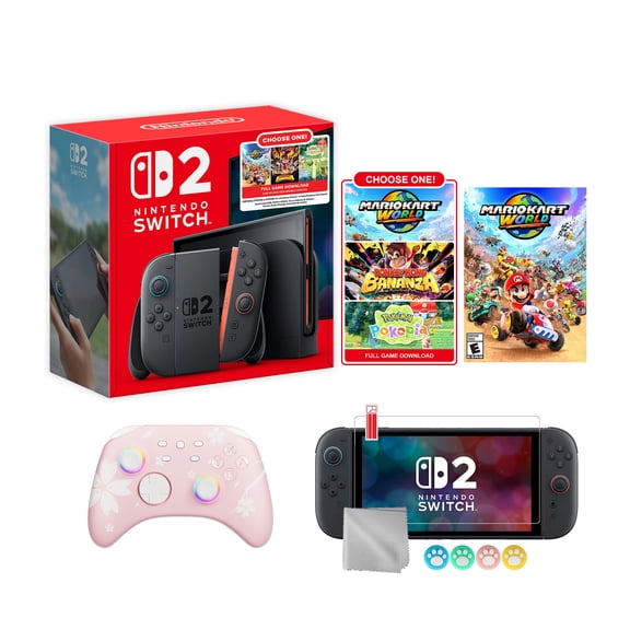 Nintendo Switch 2 Choose Your Game Bundle 256GB 7.9-Inch 1080P Screen, Joy-Con 2 with Mouse Sensor, Dock, with Mario Kart World Game And Mytrix Wireless Switch Pro Controller & Accessories