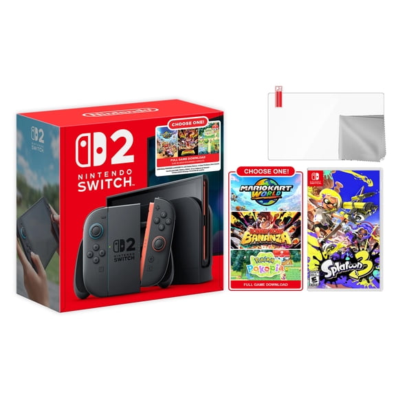 Nintendo Switch 2 Choose Your Game Bundle 256GB 7.9-Inch 1080P Screen, Joy-Con 2 with Mouse Sensor, Dock, with Splatoon 3 NS1 Game And Microfiber Cleaning Cloth & Screen Protector