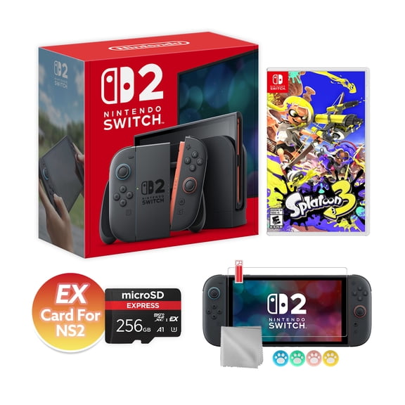 Nintendo Switch 2 Console 256GB + 256GB MicroSD EX Card For NS2, 7.9-Inch 1080P HDR Touch Screen, Joy-Con 2 with Mouse Sensor, Dock, with Splatoon 3 NS1 Game & Accessories