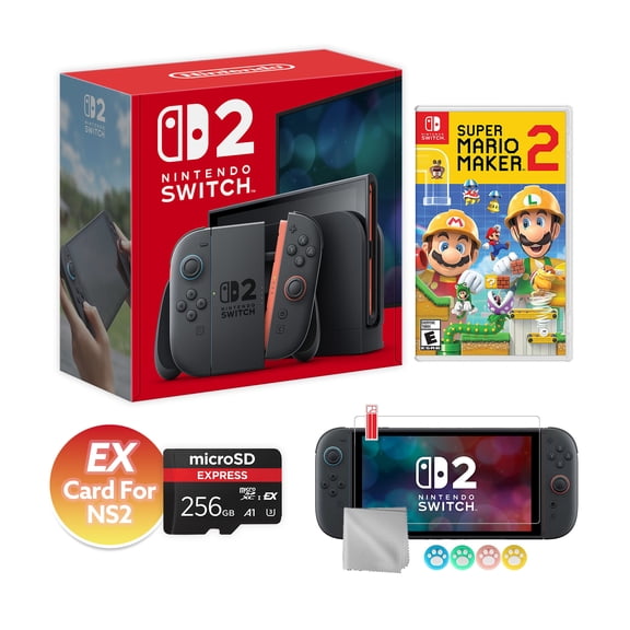Nintendo Switch 2 Console 256GB + 256GB MicroSD EX Card For NS2, 7.9-Inch 1080P HDR Touch Screen, Joy-Con 2 with Mouse Sensor, Dock, with Super Mario Maker 2 NS1 Game & Accessories