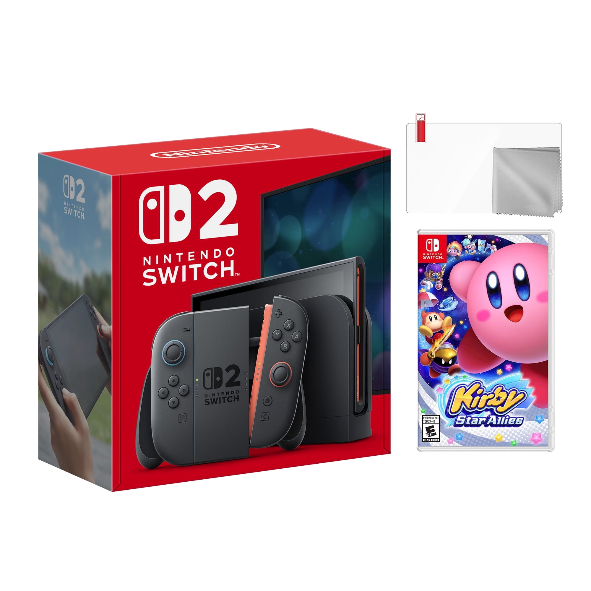 Nintendo Switch 2 Console 256GB 7.9-Inch 1080P HDR Touch Screen, Joy-Con 2 with Mouse Sensor, Dock, with Kirby Star Allies NS1 Game And Microfiber Cleaning Cloth & Screen Protector