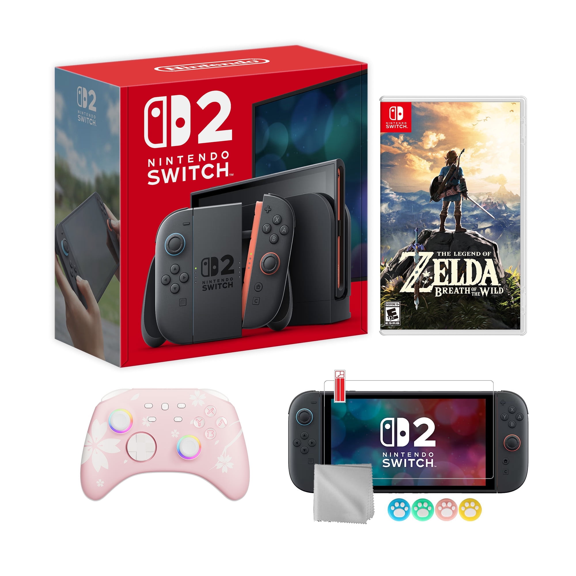 Nintendo Switch 2 Console 256GB 7.9-Inch 1080P HDR Touch Screen, Joy-Con 2 with Mouse Sensor, Dock, with The Legend of Zelda: Breath of the Wild NS1 Game, Wireless Pro Controller & Accessories
