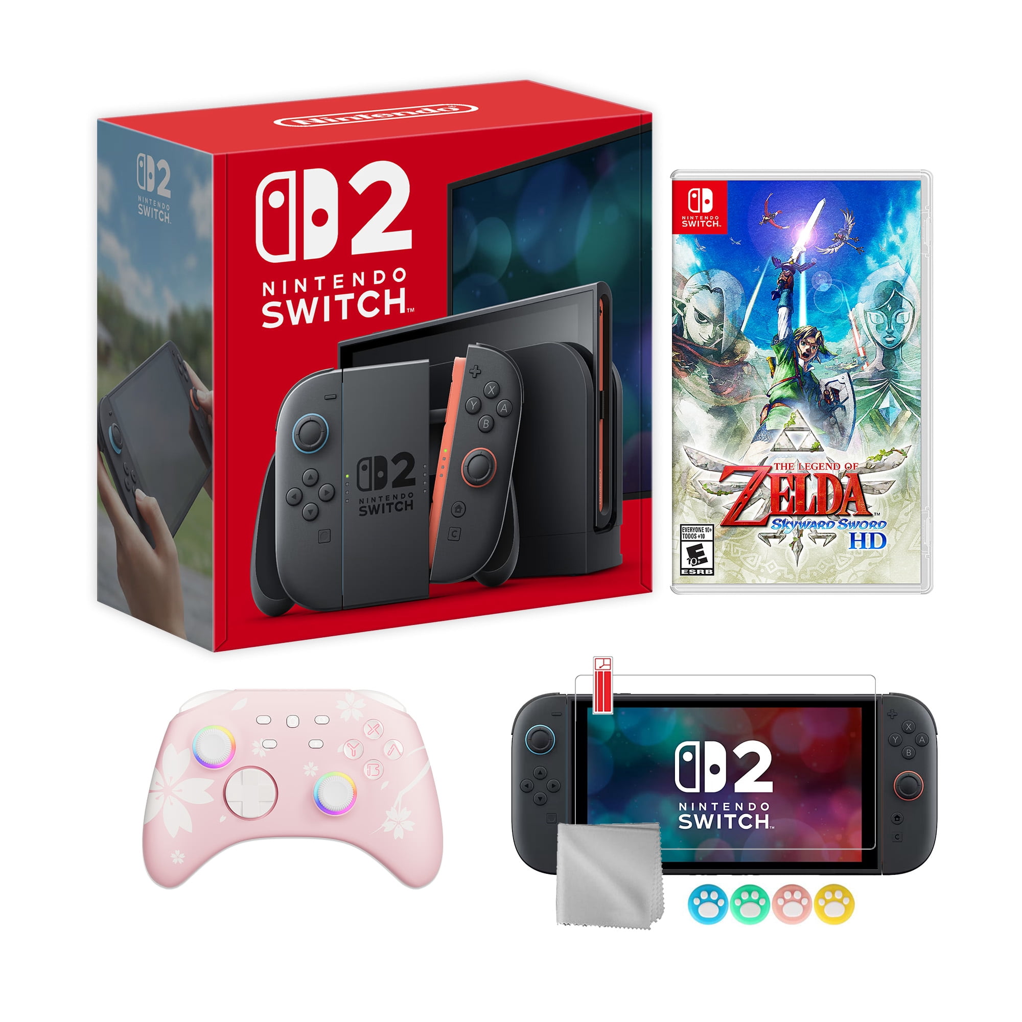 Nintendo Switch 2 Console 256GB 7.9-Inch 1080P HDR Touch Screen, Joy-Con 2 with Mouse Sensor, Dock, with The Legend of Zelda: Skyward Sword HD NS1 Game, Wireless Switch Pro Controller & Accessories