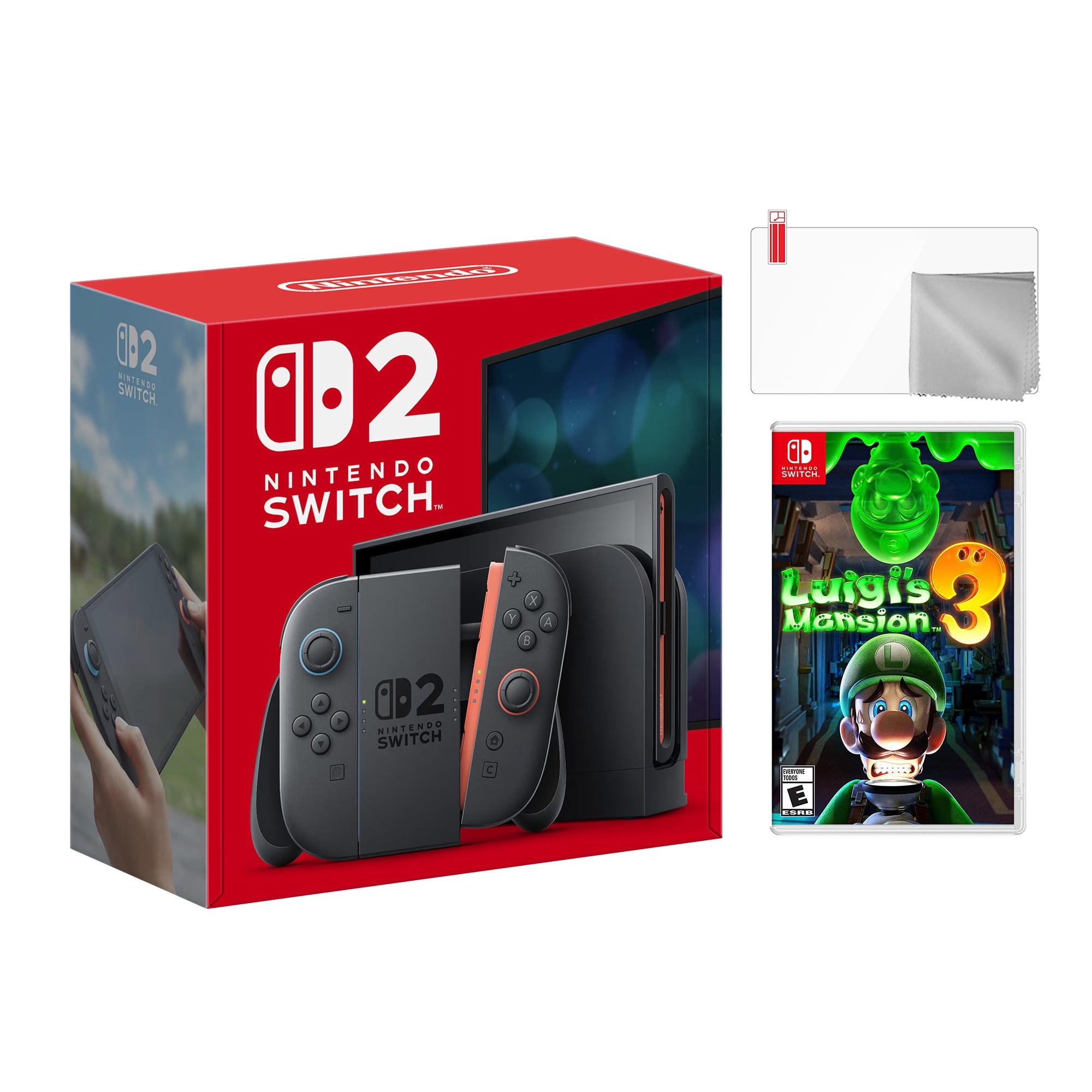Nintendo Switch 2 Console 256GB 7.9-Inch 1080P HDR Touch Screen, Joy-Con 2 with Mouse Sensor, Dock, with Luigi's Mansion 3 And Microfiber Cleaning Cloth & Screen Protector