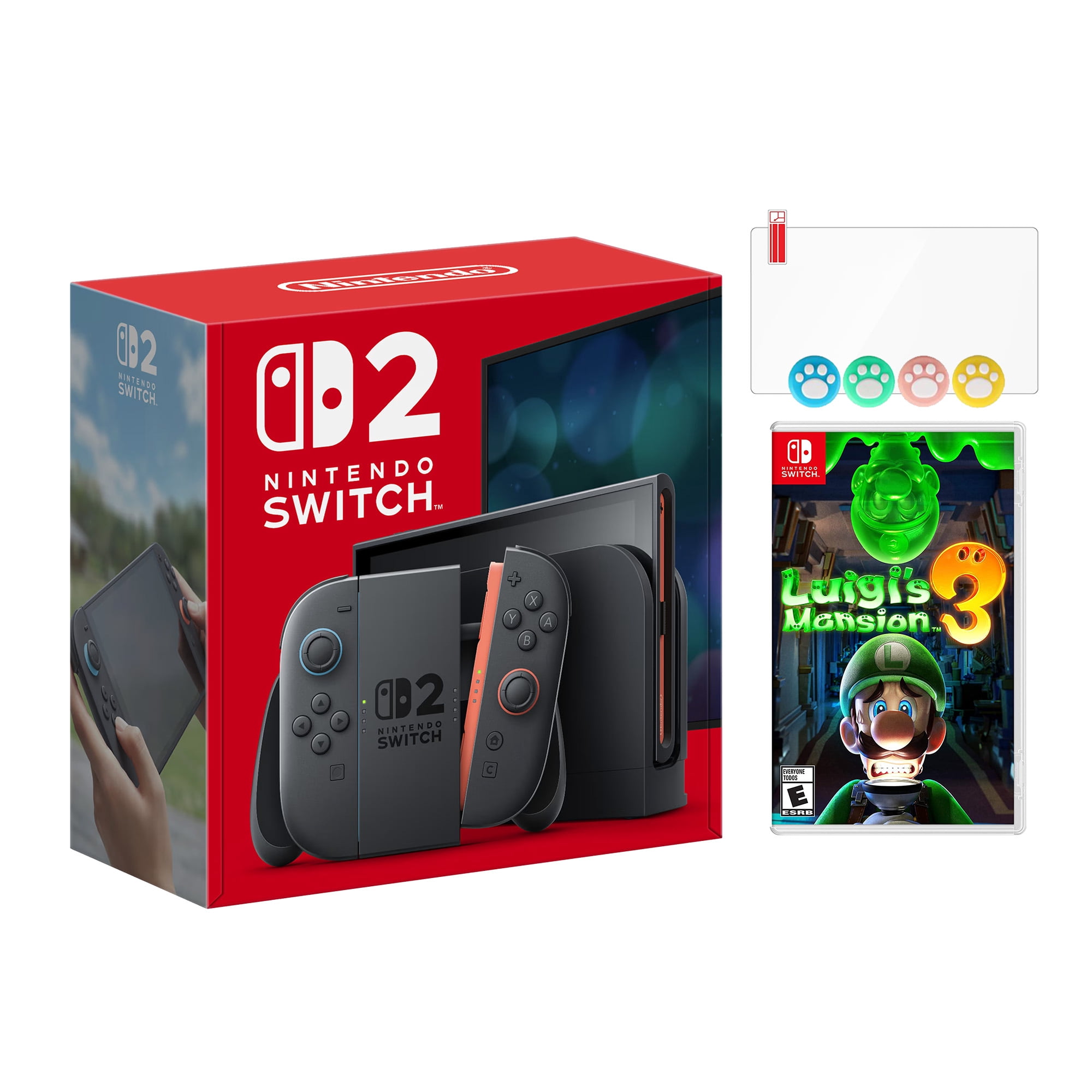 Nintendo Switch 2 Console 256GB 7.9-Inch 1080P HDR Touch Screen, Joy-Con 2 with Mouse Sensor, Dock, with Luigi's Mansion 3 And Mytrix Joystick Caps & Screen Protector