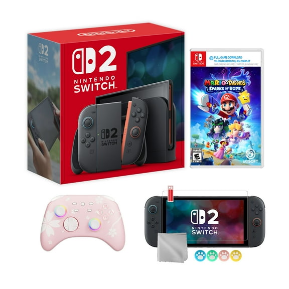 Nintendo Switch 2 Console 256GB 7.9-Inch 1080P HDR Touch Screen, Joy-Con 2 with Mouse Sensor, Dock, with Mario + Rabbids Sparks of Hope And Mytrix Wireless Switch Pro Controller & Accessories