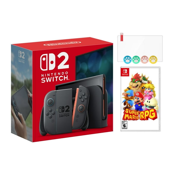 Nintendo Switch 2 Console 256GB 7.9-Inch 1080P HDR Touch Screen, Joy-Con 2 with Mouse Sensor, Dock, with Super Mario RPG And Mytrix Joystick Caps & Screen Protector
